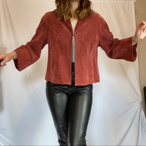 Vintage Suede Boxy Cropped Coat M/L - Picture 2 of 15